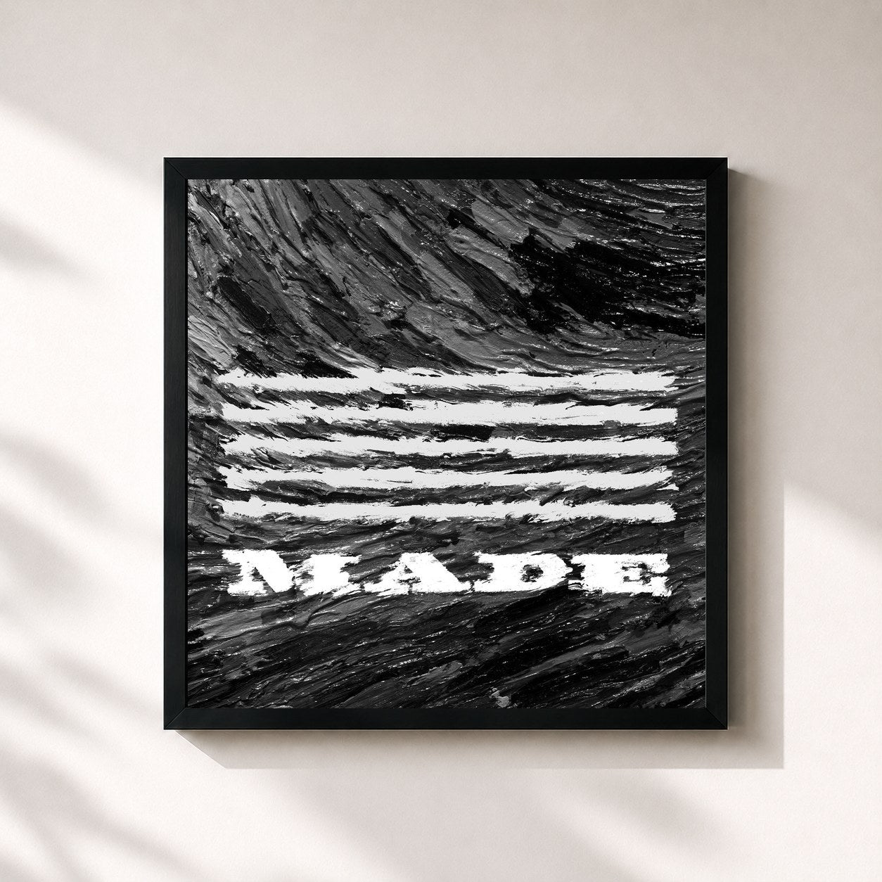 #noir Tableau carré de l'album MADE de Bigbang, cadre noir 32x32 cm