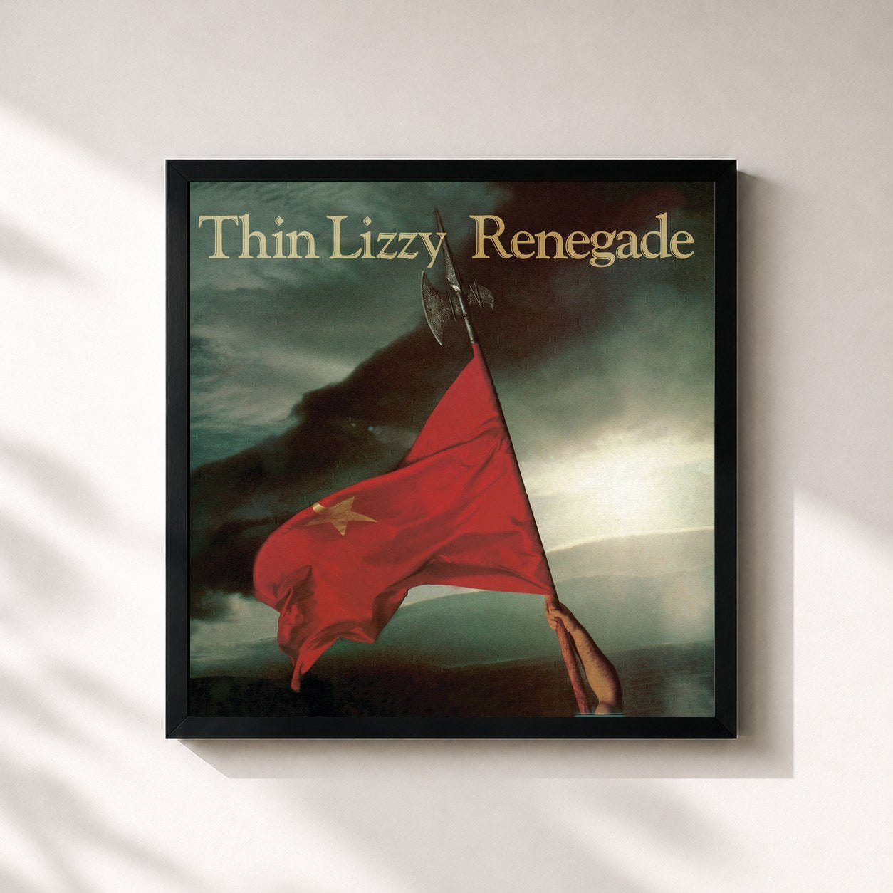 #noir Tableau carré de l'album Renegade (Re-Presents) de Thin Lizzy, cadre noir 32x32 cm