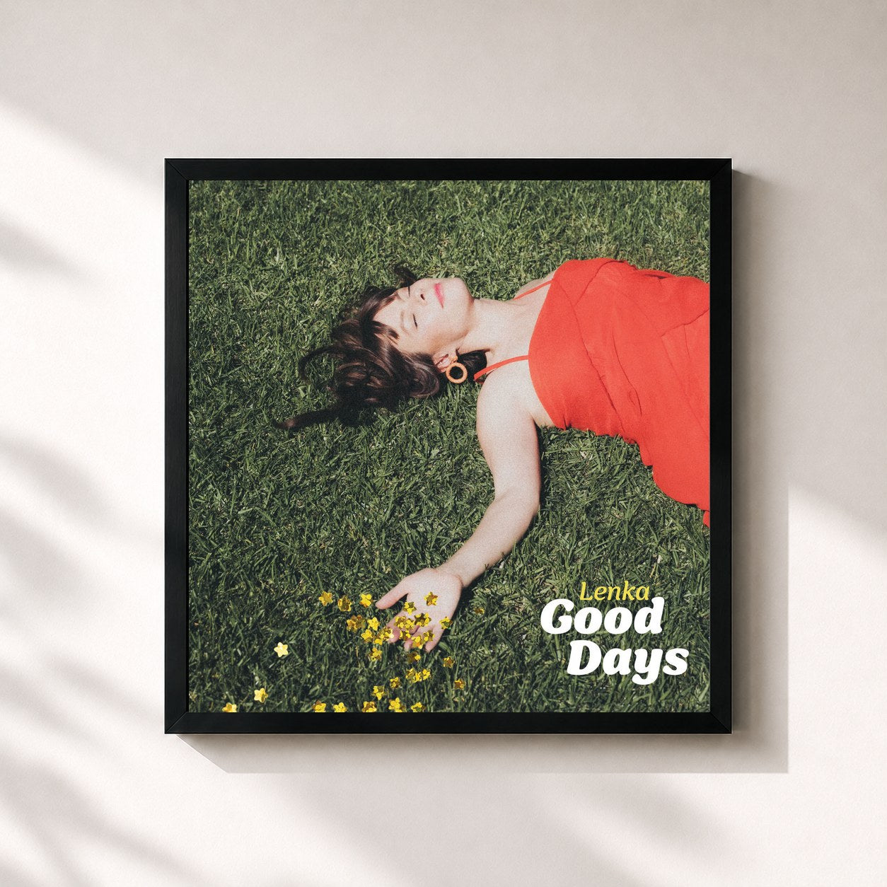 #noir Tableau carré de l'album Good Days de Lenka, cadre noir 32x32 cm