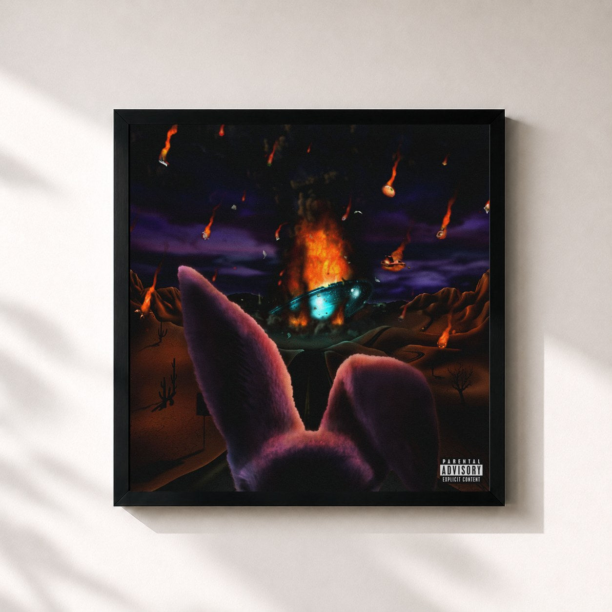 #noir Tableau carré de l'album $oul $old $eparately de Freddie Gibbs, cadre noir 32x32 cm