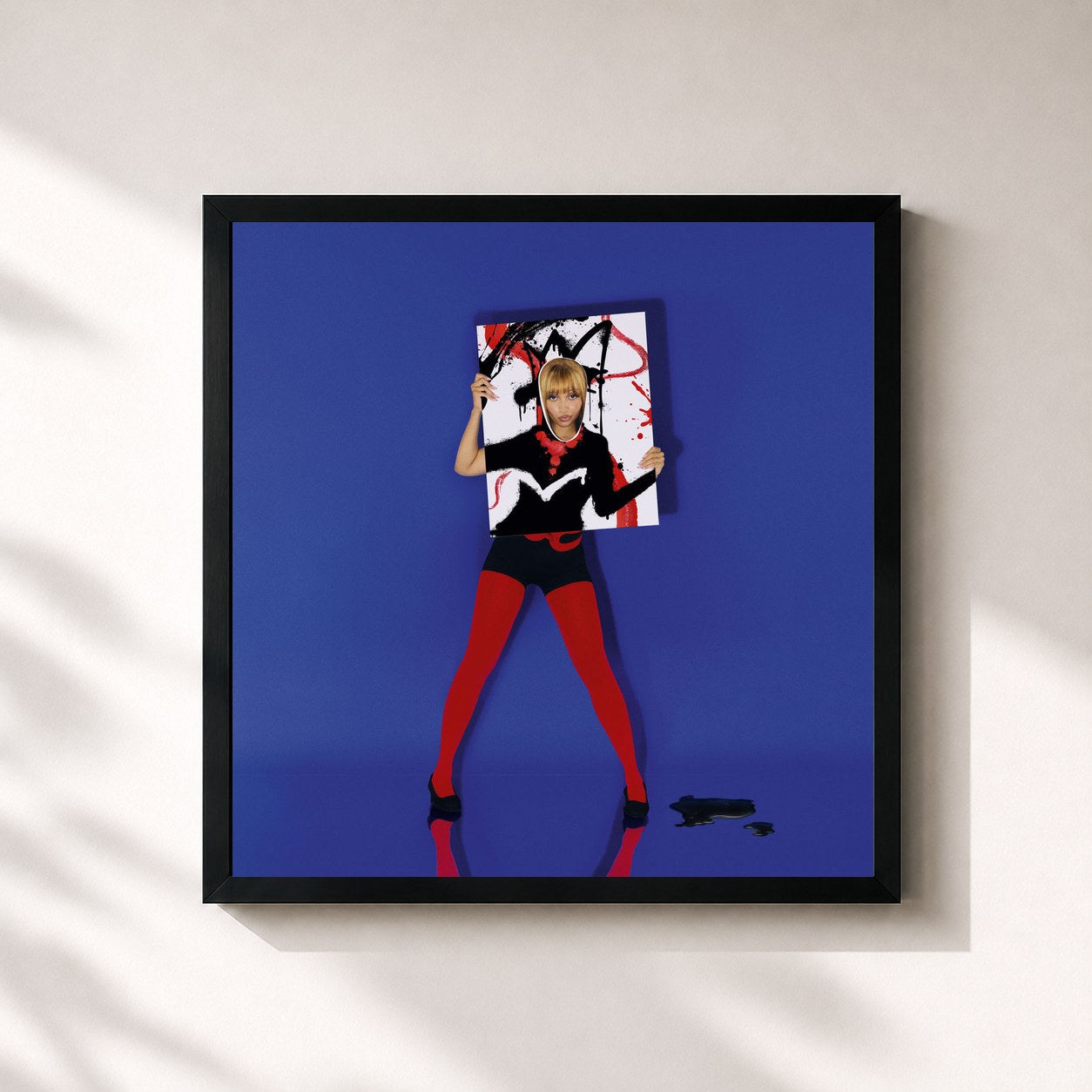 #noir Tableau carré de l'album Fancy Some More? de PinkPantheress, cadre noir 32x32 cm