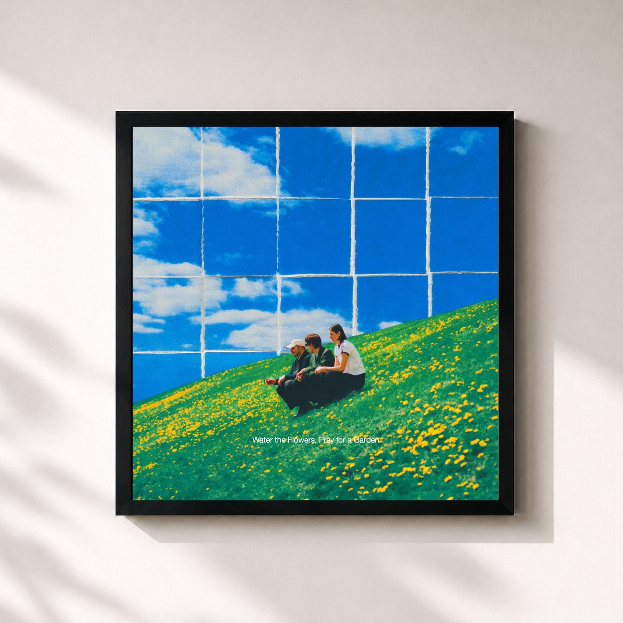 #noir Tableau carré de l'album Water the Flowers, Pray for a Garden de Valley, cadre noir 32x32 cm