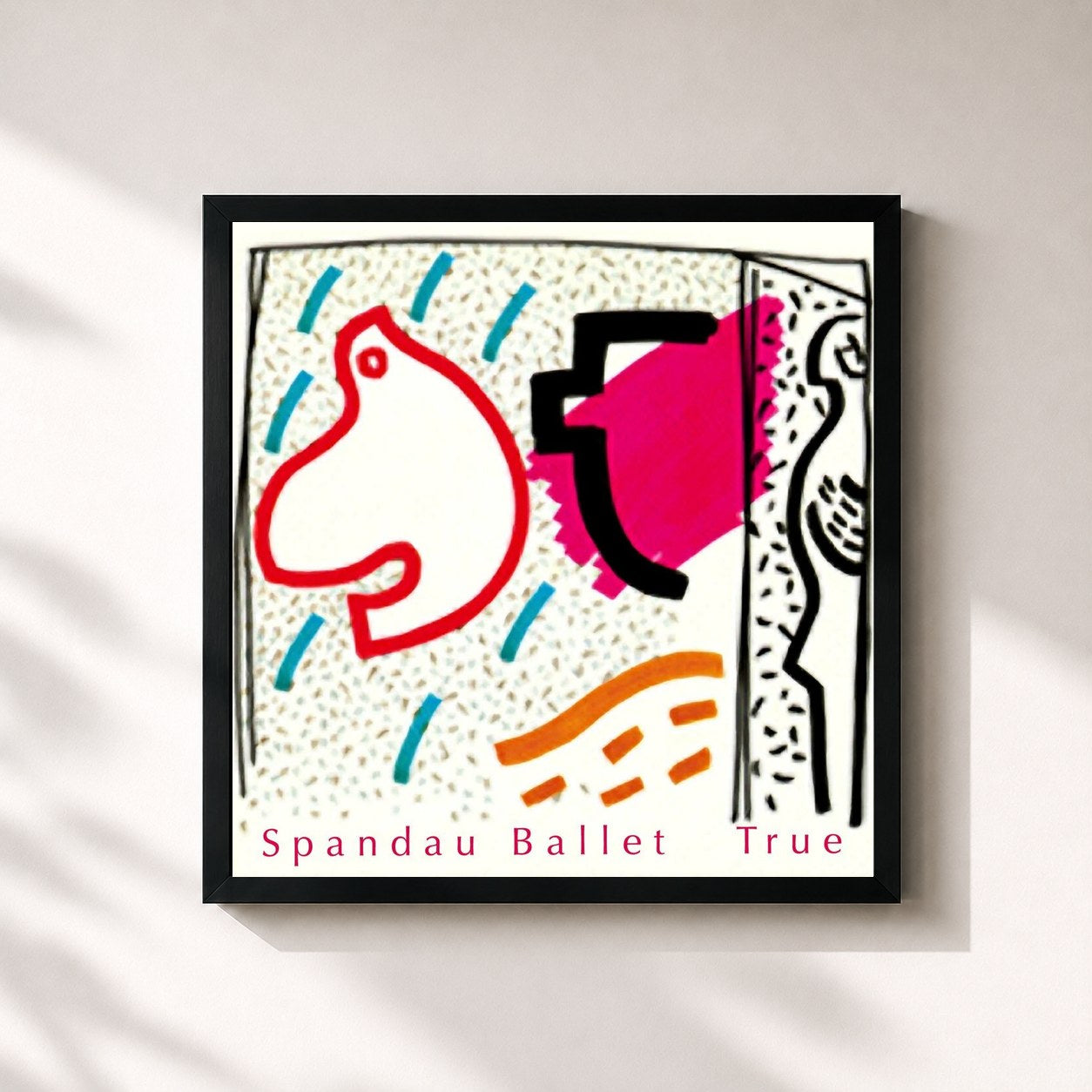 #noir Tableau carré de l'album True - The Digital E.P. de Spandau Ballet, cadre noir 32x32 cm