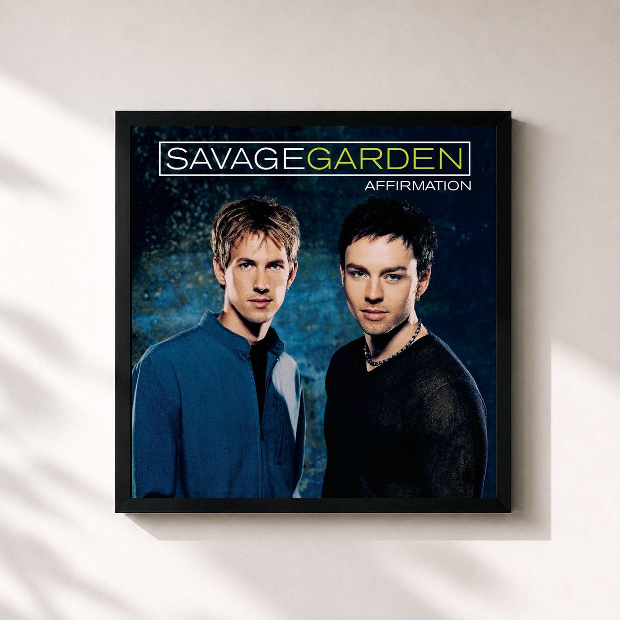 #noir Tableau carré de l'album Affirmation de Savage Garden, cadre noir 32x32 cm