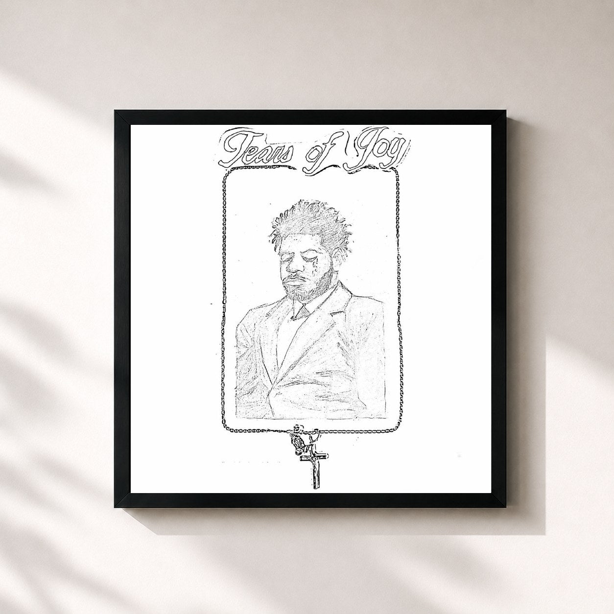 #noir Tableau carré de l'album tears of joy de Mike, cadre noir 32x32 cm