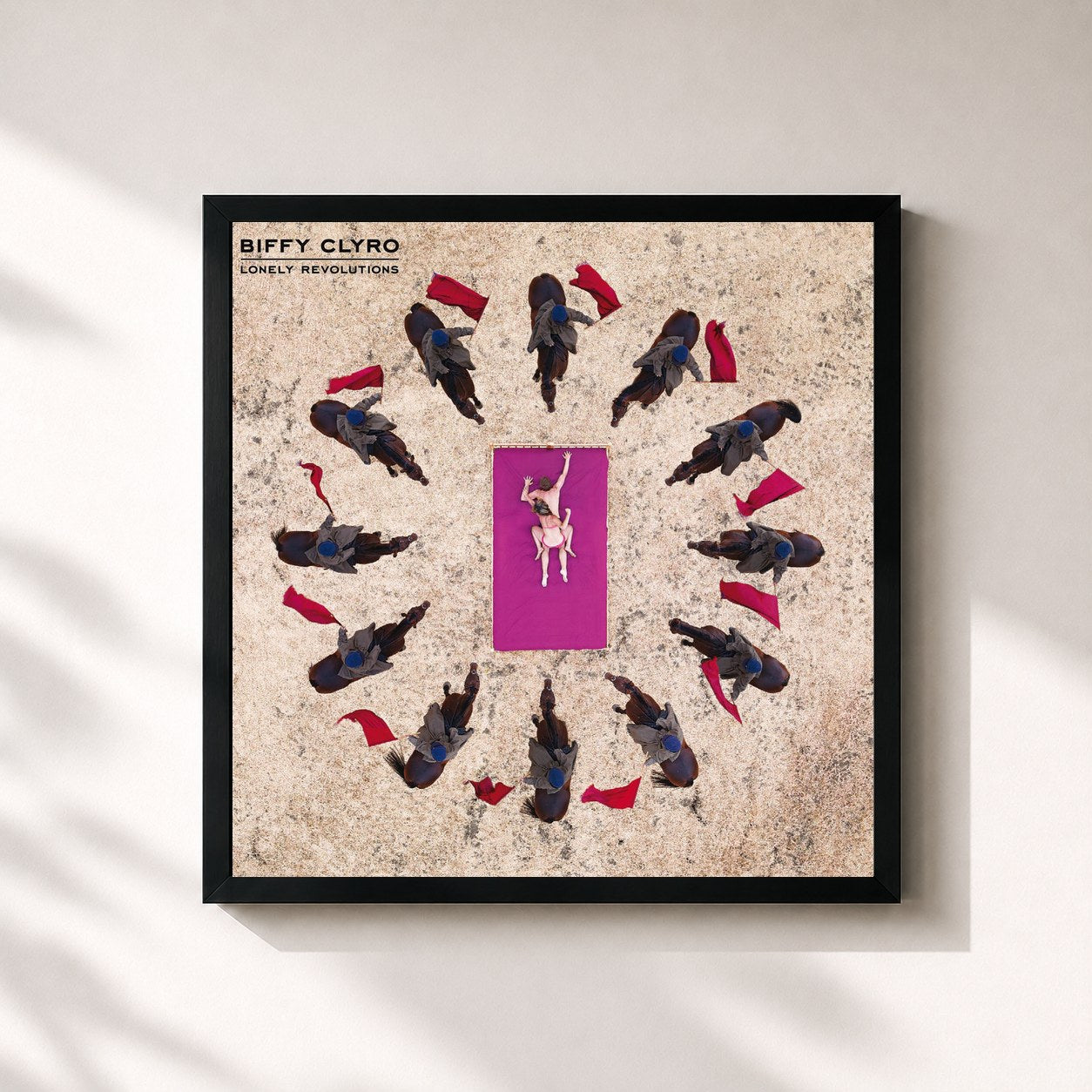 #noir Tableau carré de l'album Lonely Revolutions de Biffy Clyro, cadre noir 32x32 cm