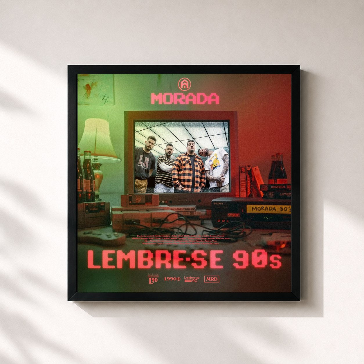 #noir Tableau carré de l'album Lembre-se 90's de MORADA, cadre noir 32x32 cm
