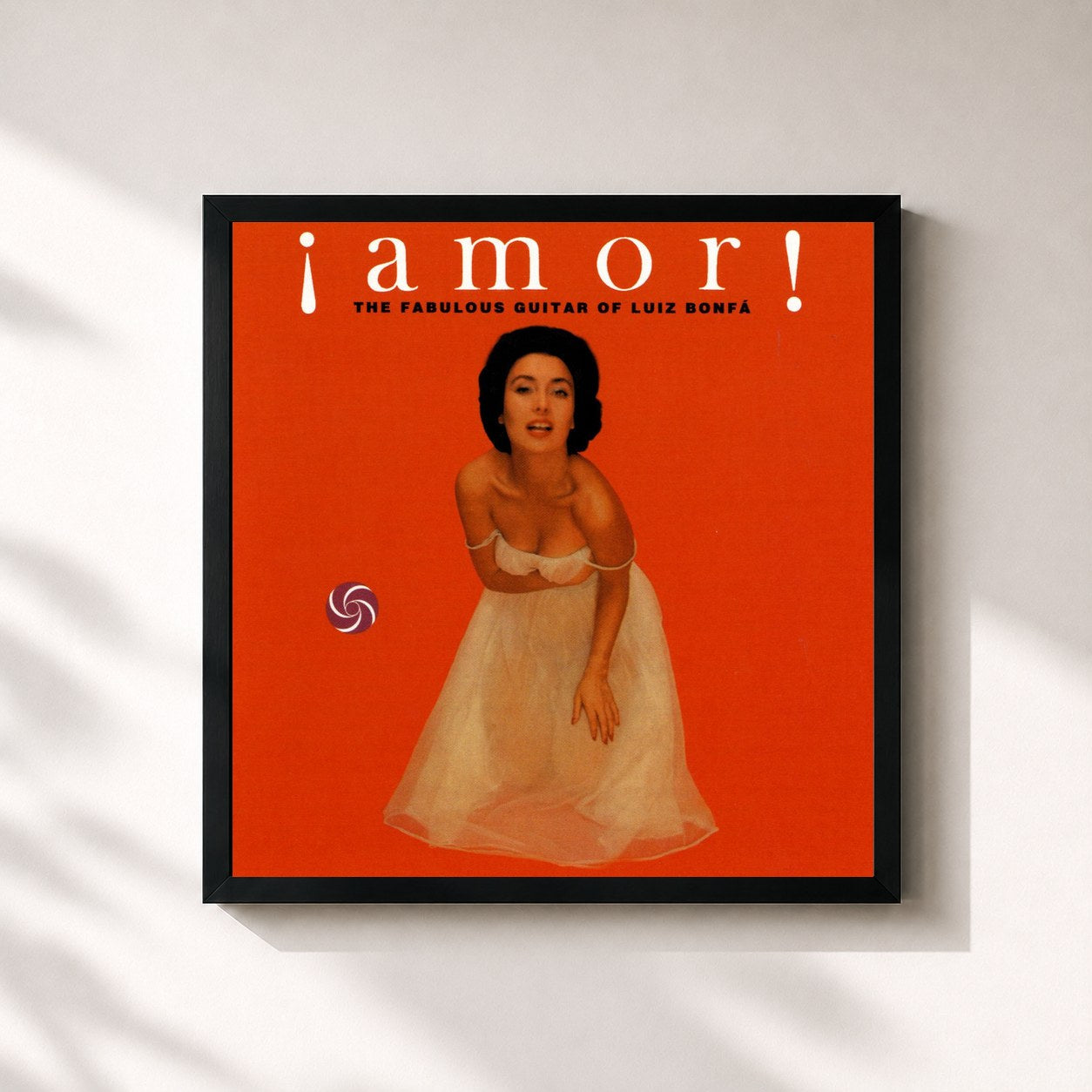 #noir Tableau carré de l'album Amor! Fabulous Guitar Of Luiz Bonfa de Luiz Bonfá, cadre noir 32x32 cm
