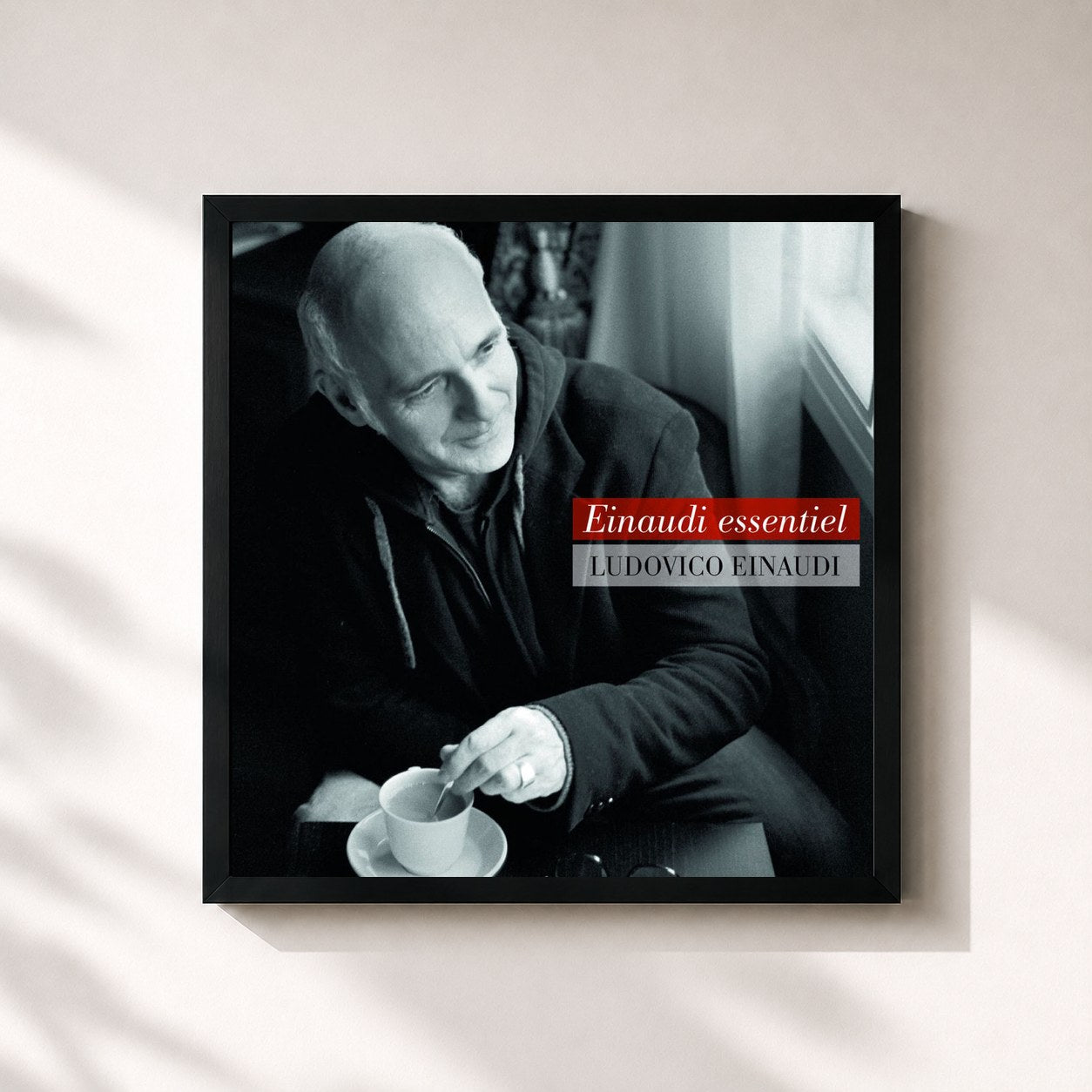 #noir Tableau carré de l'album Einaudi essentiel de Ludovico Einaudi, cadre noir 32x32 cm