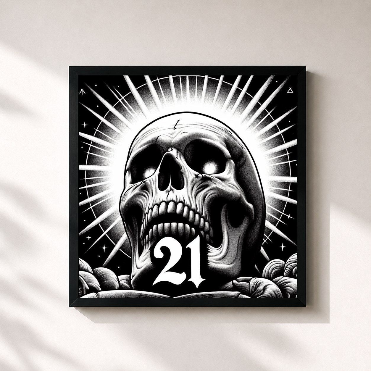 #noir Tableau carré de l'album 21 de Saya, cadre noir 32x32 cm