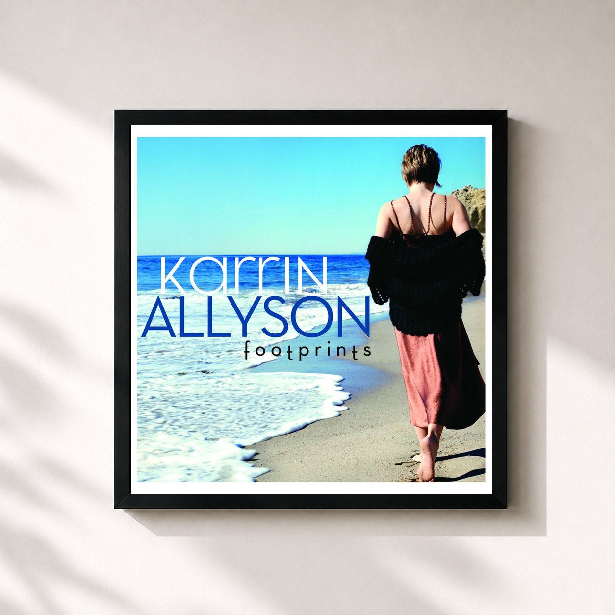 #noir Tableau carré de l'album Footprints de Karrin Allyson, cadre noir 32x32 cm