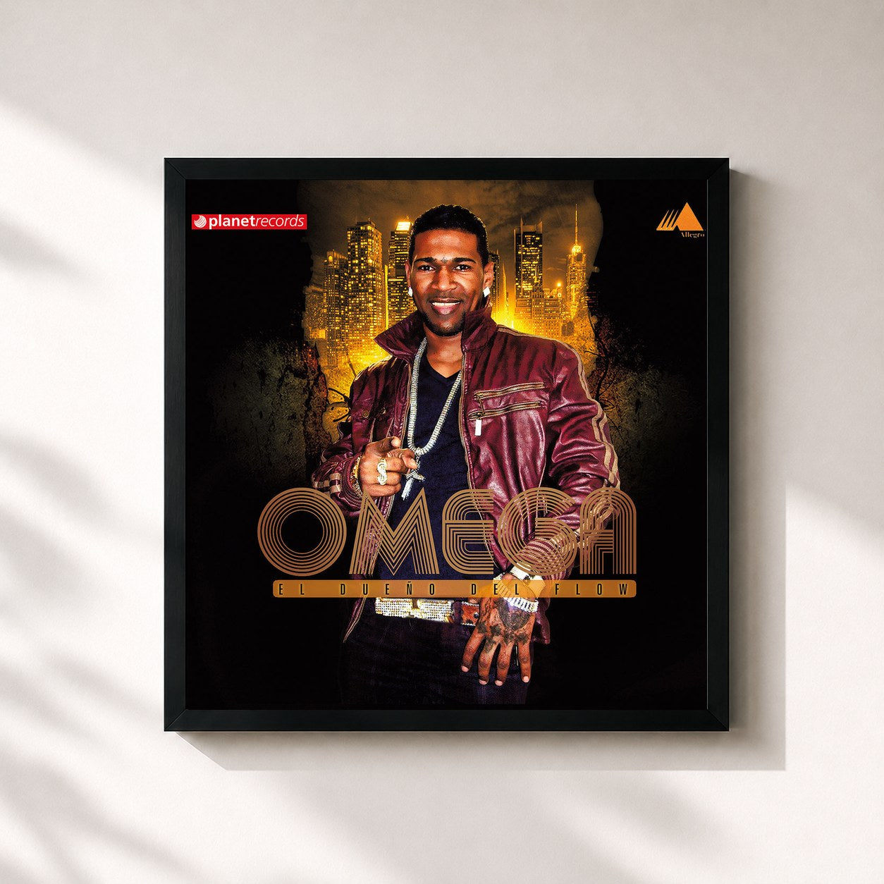 #noir Tableau carré de l'album El Dueño Del Flow (Bonus Track Version) de Omega, cadre noir 32x32 cm