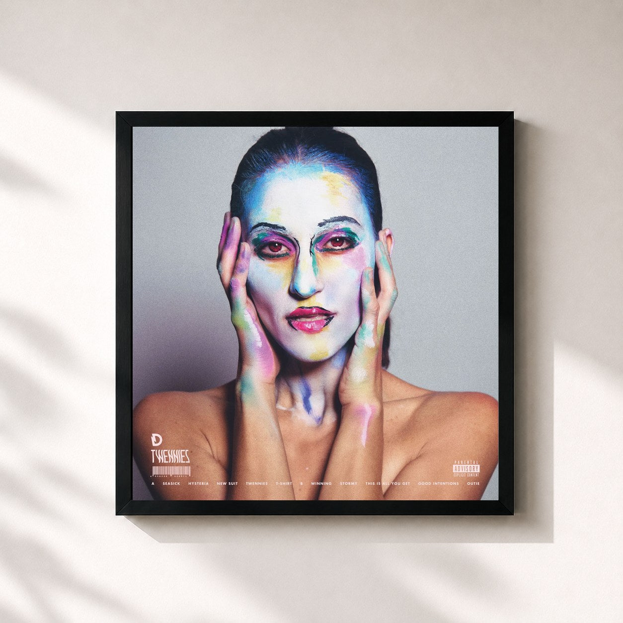 #noir Tableau carré de l'album Twennies de Dragonette, cadre noir 32x32 cm