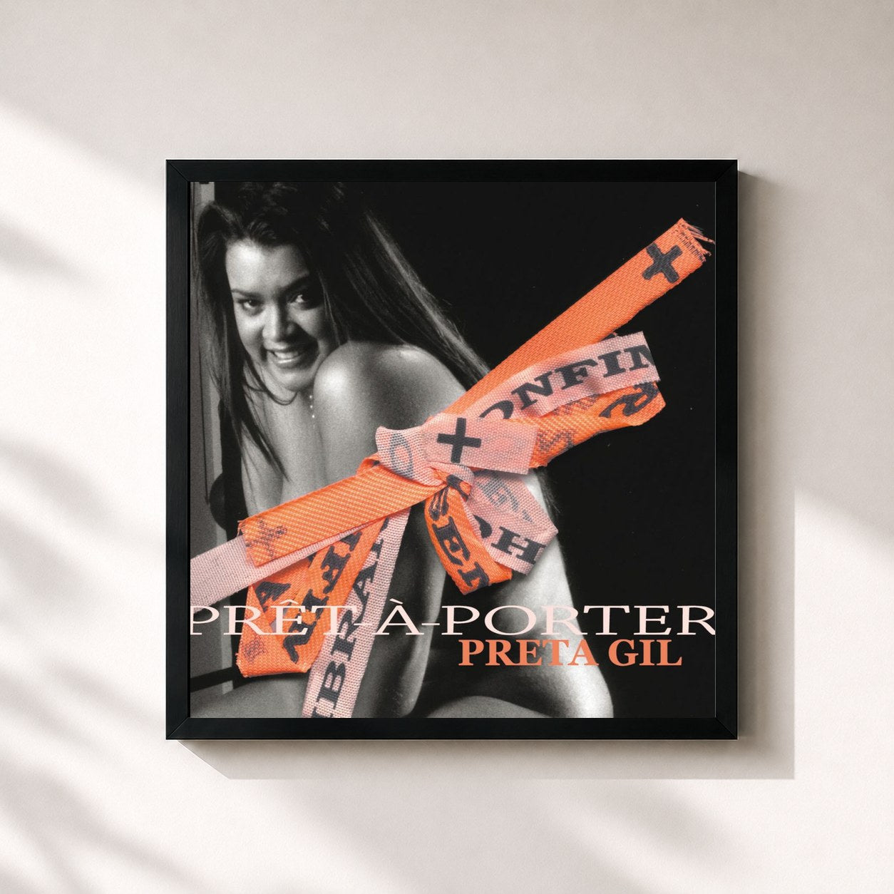 #noir Tableau carré de l'album Prét-A-Porter de Preta Gil, cadre noir 32x32 cm