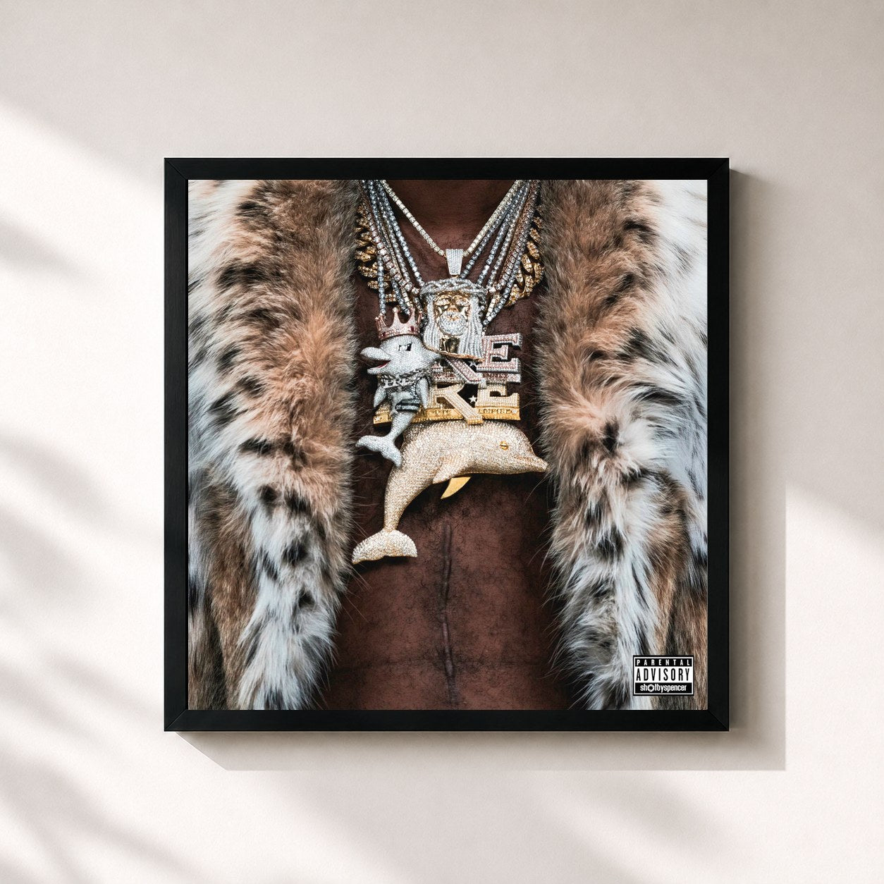 #noir Tableau carré de l'album Niggas Get Shot Everyday de Young Dolph, cadre noir 32x32 cm