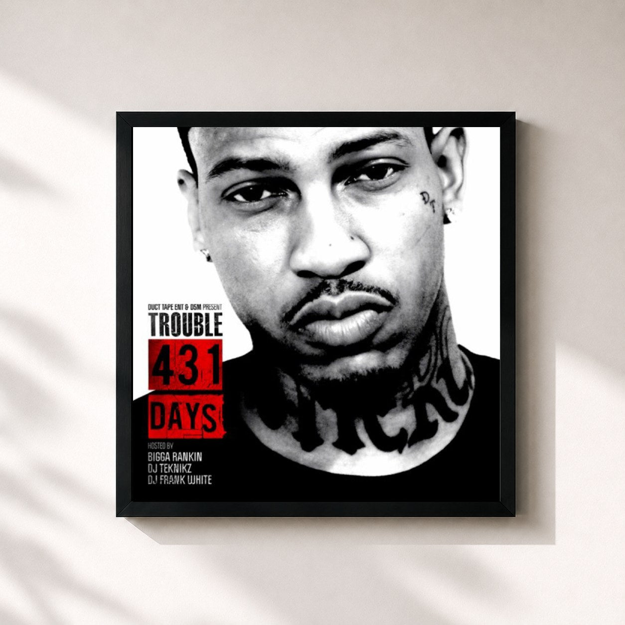 #noir Tableau carré de l'album 431 Days de Trouble, cadre noir 32x32 cm