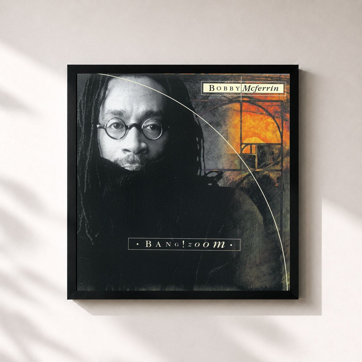 #noir Tableau carré de l'album Bang! Zoom de Bobby McFerrin, cadre noir 32x32 cm