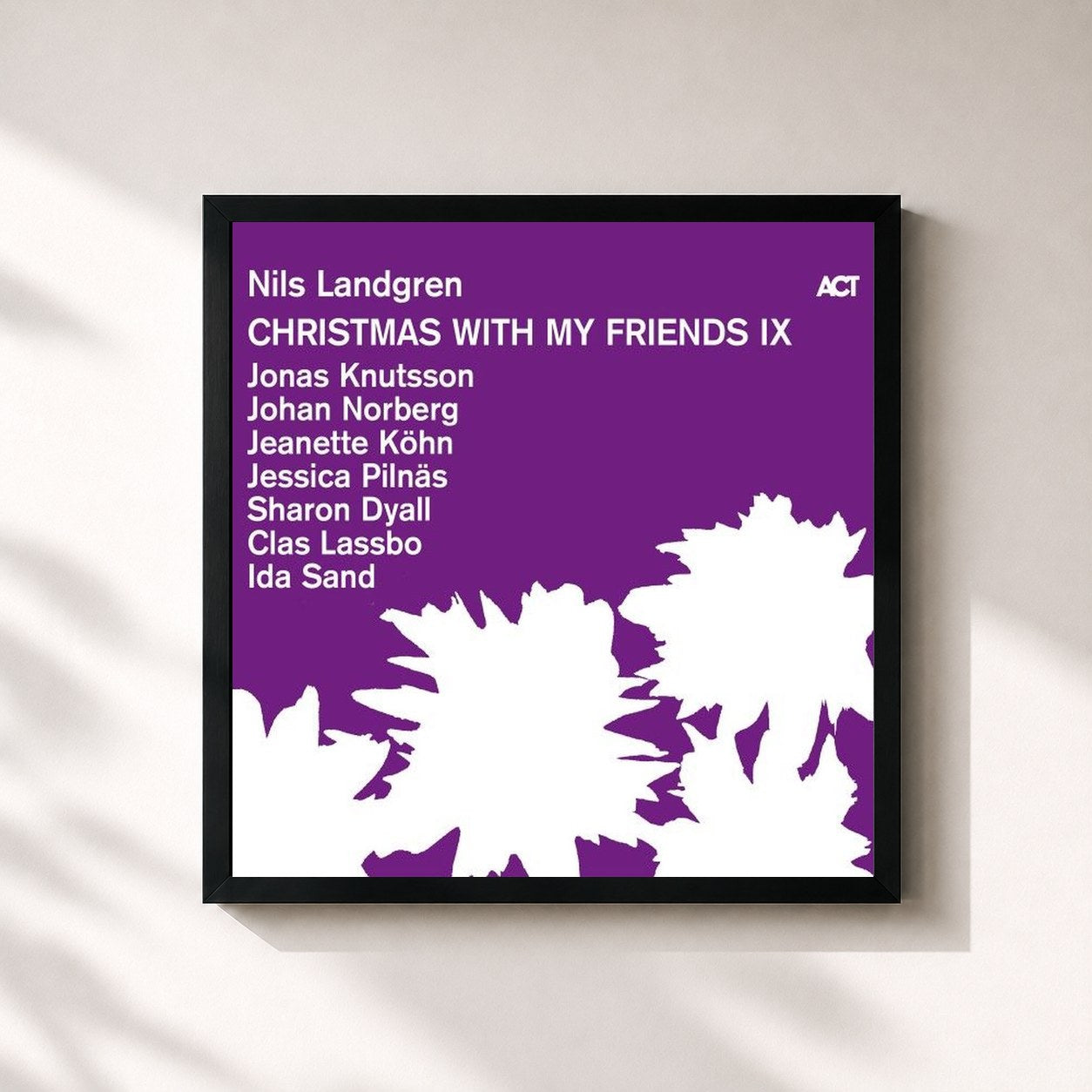 #noir Tableau carré de l'album Christmas with My Friends IX de Nils Landgren, cadre noir 32x32 cm