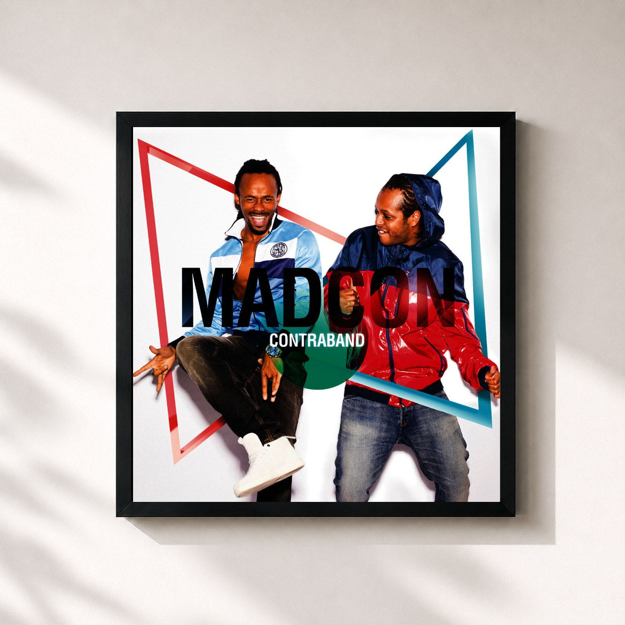 #noir Tableau carré de l'album Contraband de Madcon, cadre noir 32x32 cm