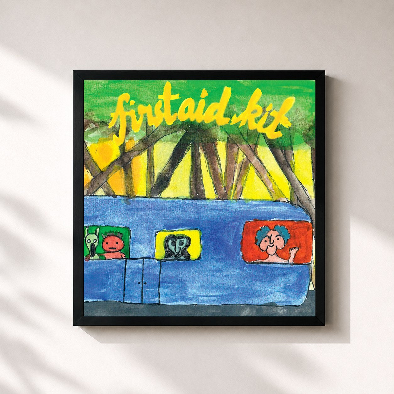 #noir Tableau carré de l'album Drunken Trees de First Aid Kit, cadre noir 32x32 cm