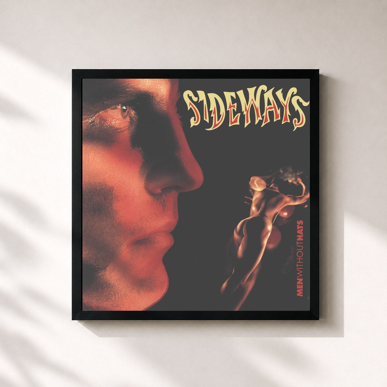 #noir Tableau carré de l'album Sideways de Men Without Hats, cadre noir 32x32 cm