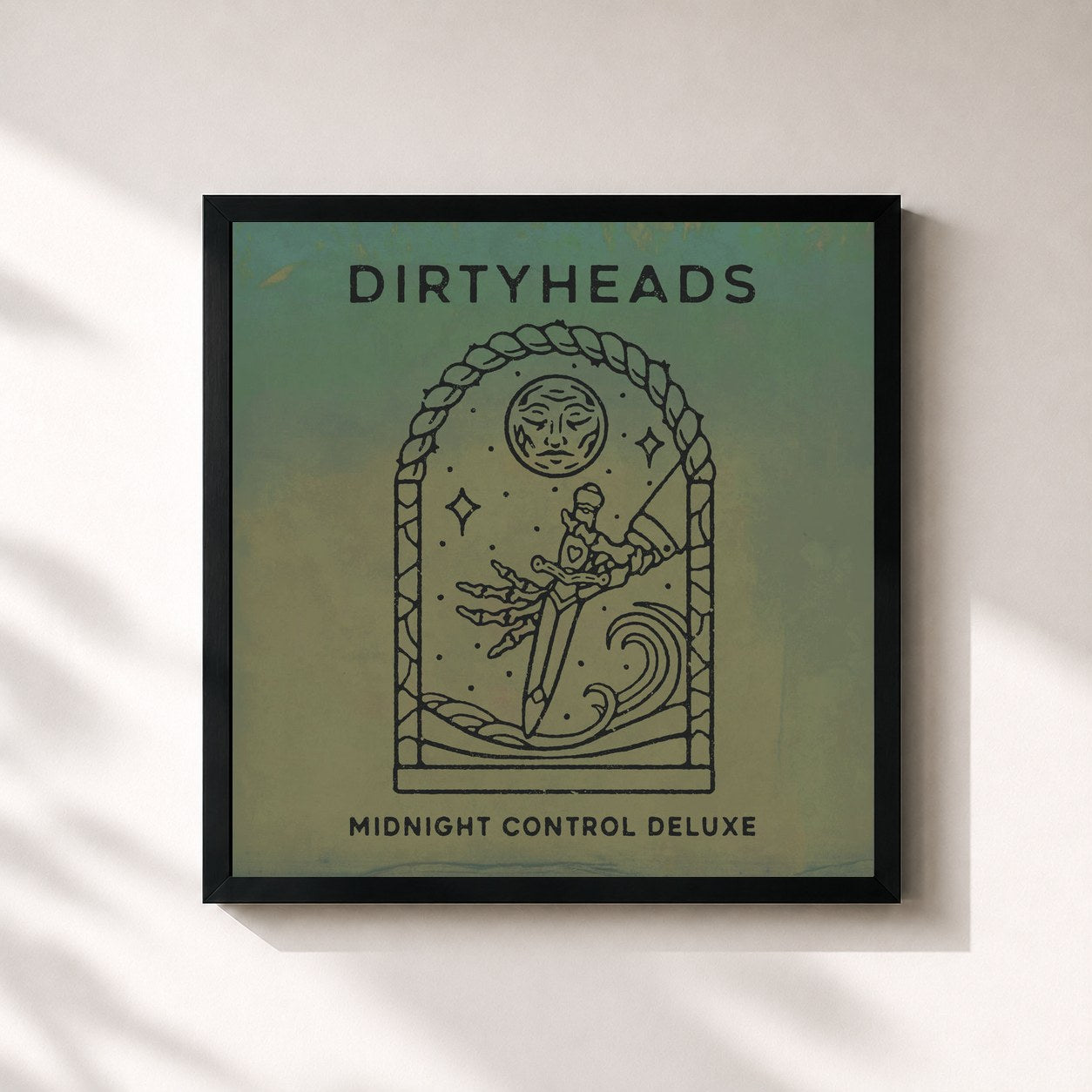#noir Tableau carré de l'album Midnight Control (Deluxe) de Dirty Heads, cadre noir 32x32 cm