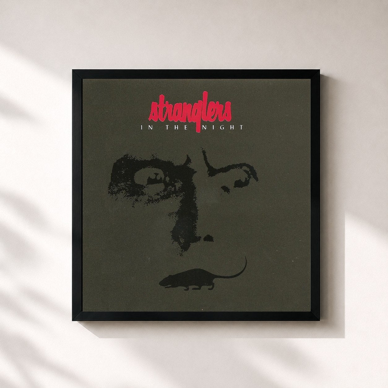 #noir Tableau carré de l'album Stranglers in the Night de The Stranglers, cadre noir 32x32 cm