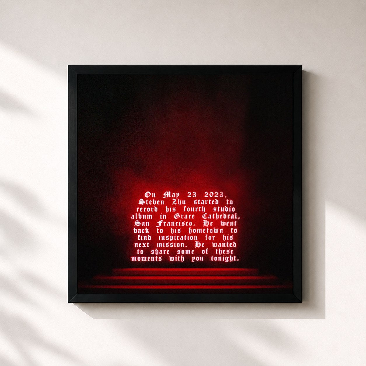 #noir Tableau carré de l'album GRACE de Zhu, cadre noir 32x32 cm