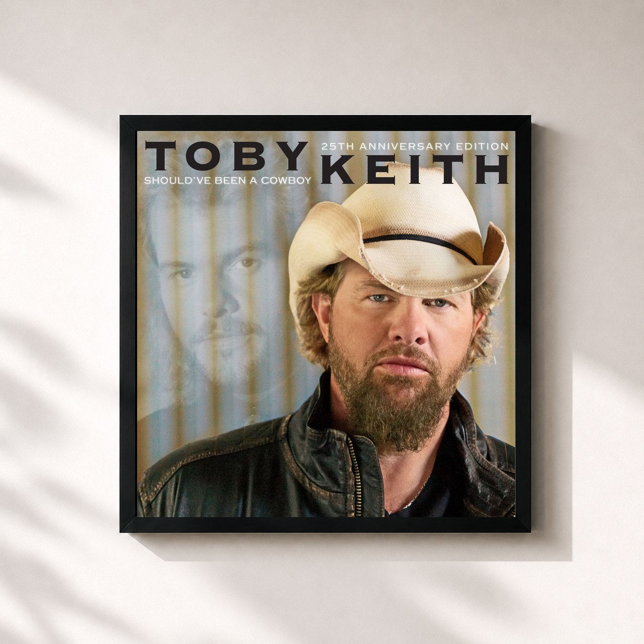 #noir Tableau carré de l'album Should've Been A Cowboy (25th Anniversary Edition) de Toby Keith, cadre noir 32x32 cm