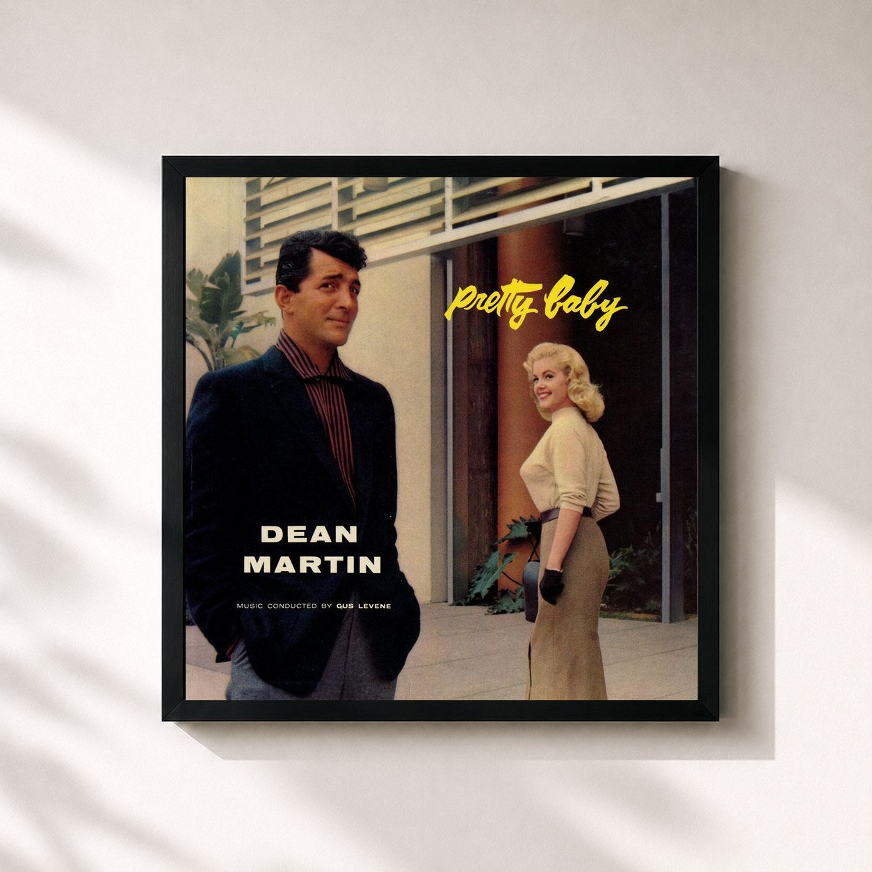 #noir Tableau carré de l'album Pretty Baby de Dean Martin, cadre noir 32x32 cm