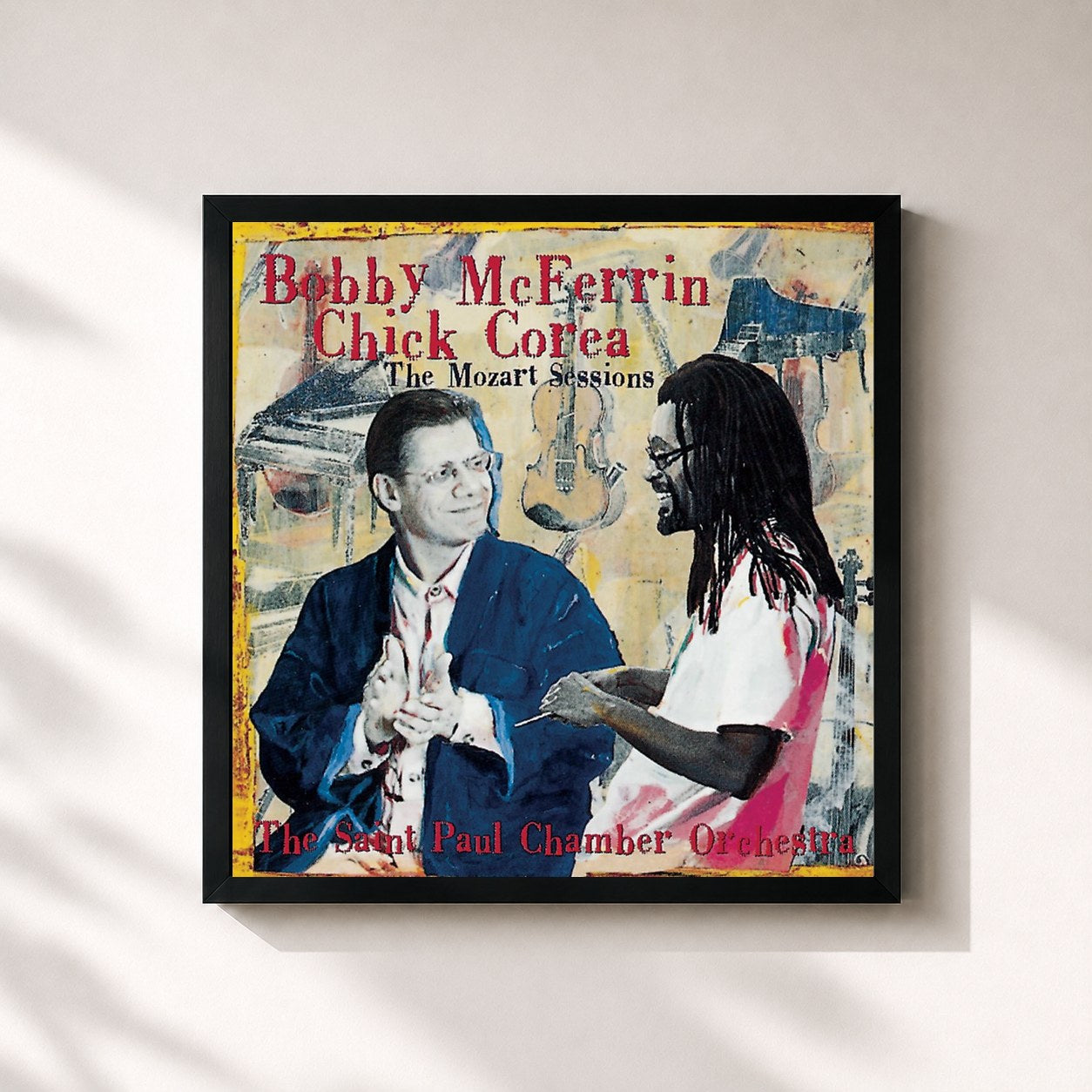 #noir Tableau carré de l'album Mozart Sessions de Bobby McFerrin, cadre noir 32x32 cm