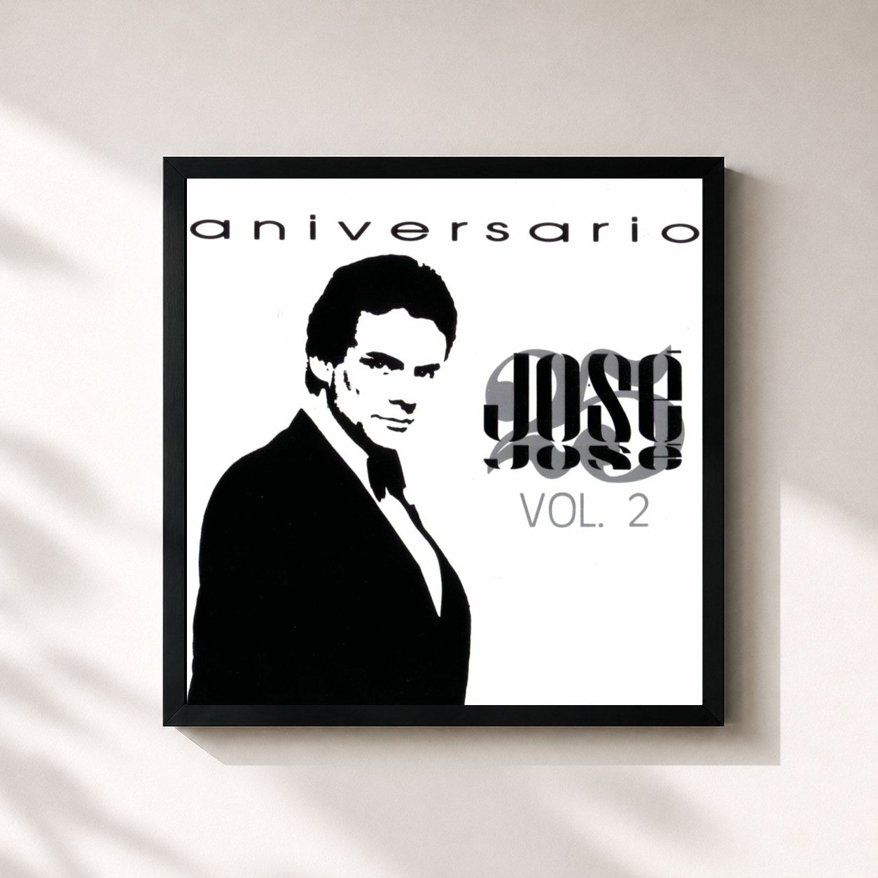 #noir Tableau carré de l'album Jose Jose 25 Años Vol. 2 de José José, cadre noir 32x32 cm
