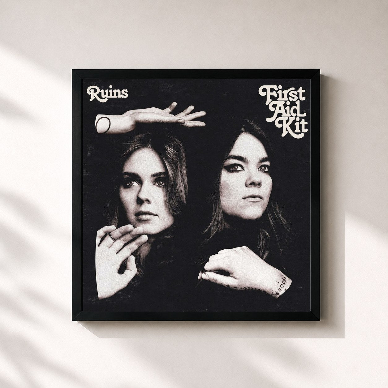 #noir Tableau carré de l'album Ruins de First Aid Kit, cadre noir 32x32 cm
