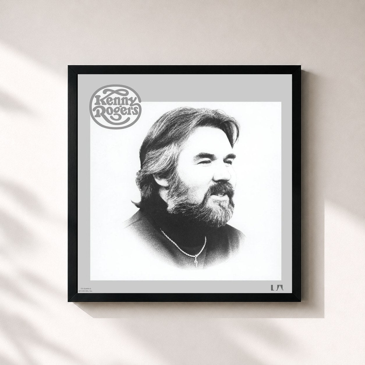 #noir Tableau carré de l'album Kenny Rogers de Kenny Rogers, cadre noir 32x32 cm