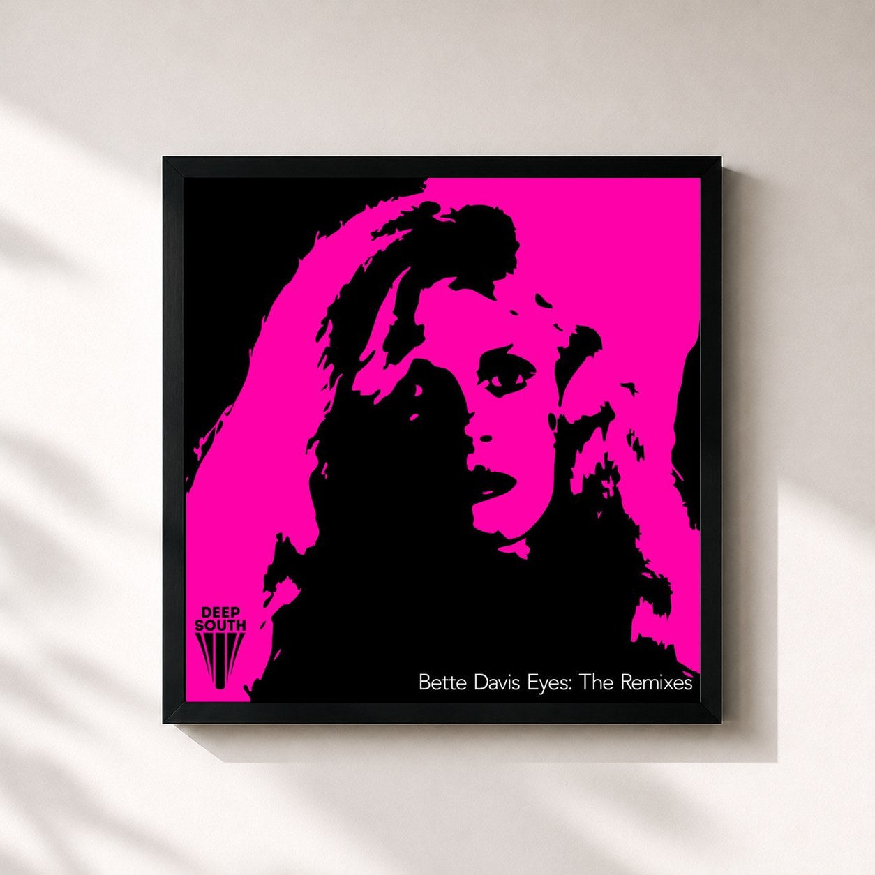 #noir Tableau carré de l'album Bette Davis Eyes: The Remixes de Kim Carnes, cadre noir 32x32 cm