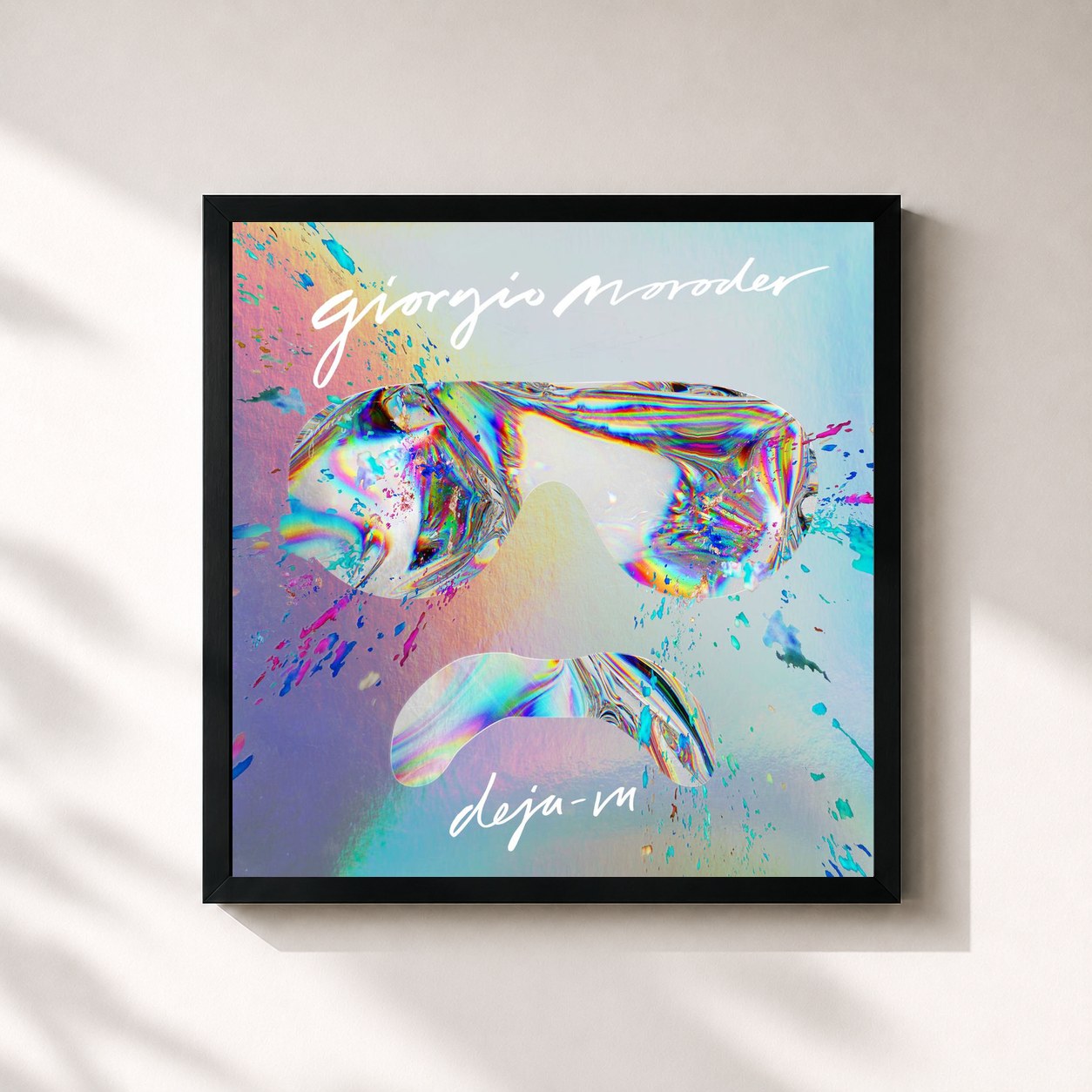 #noir Tableau carré de l'album Déjà vu de Giorgio Moroder, cadre noir 32x32 cm