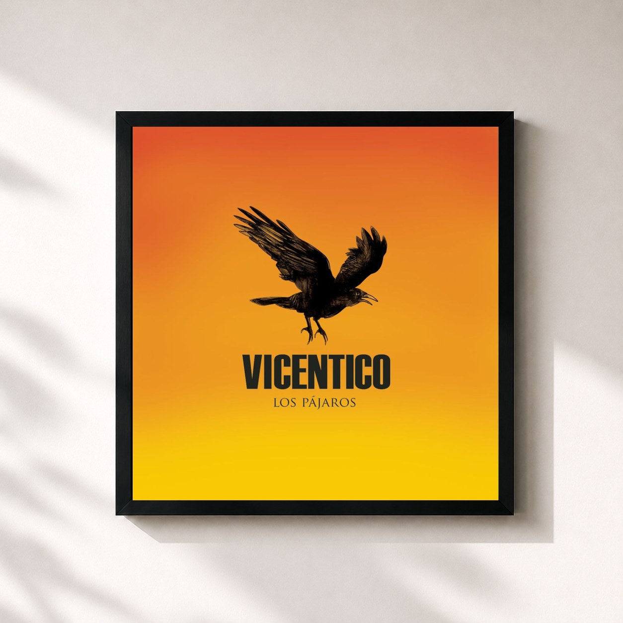 #noir Tableau carré de l'album Los Pájaros de Vicentico, cadre noir 32x32 cm