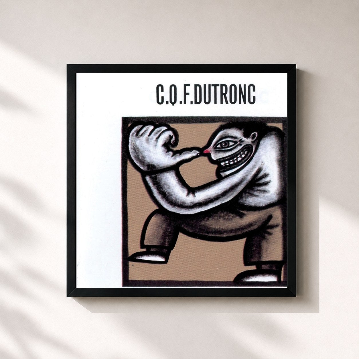 #noir Tableau carré de l'album C.Q.F. Dutronc de Jacques Dutronc, cadre noir 32x32 cm