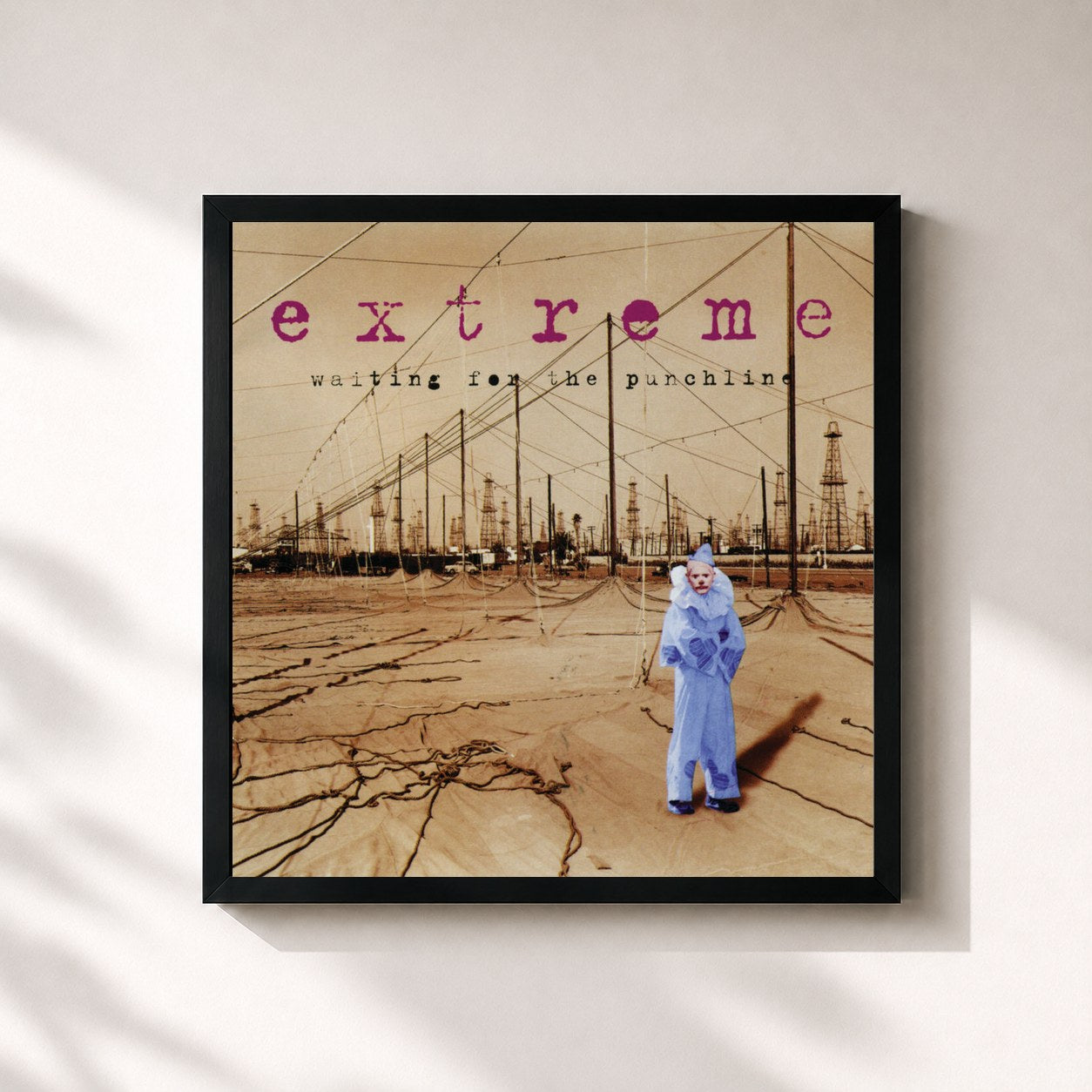 #noir Tableau carré de l'album Waiting For The Punchline de Extreme, cadre noir 32x32 cm