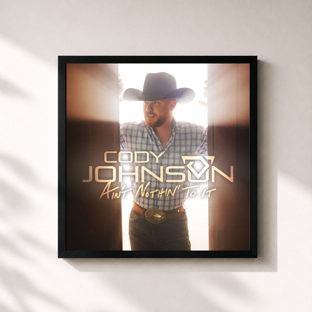 #noir Tableau carré de l'album Ain't Nothin' to It de Cody Johnson, cadre noir 32x32 cm