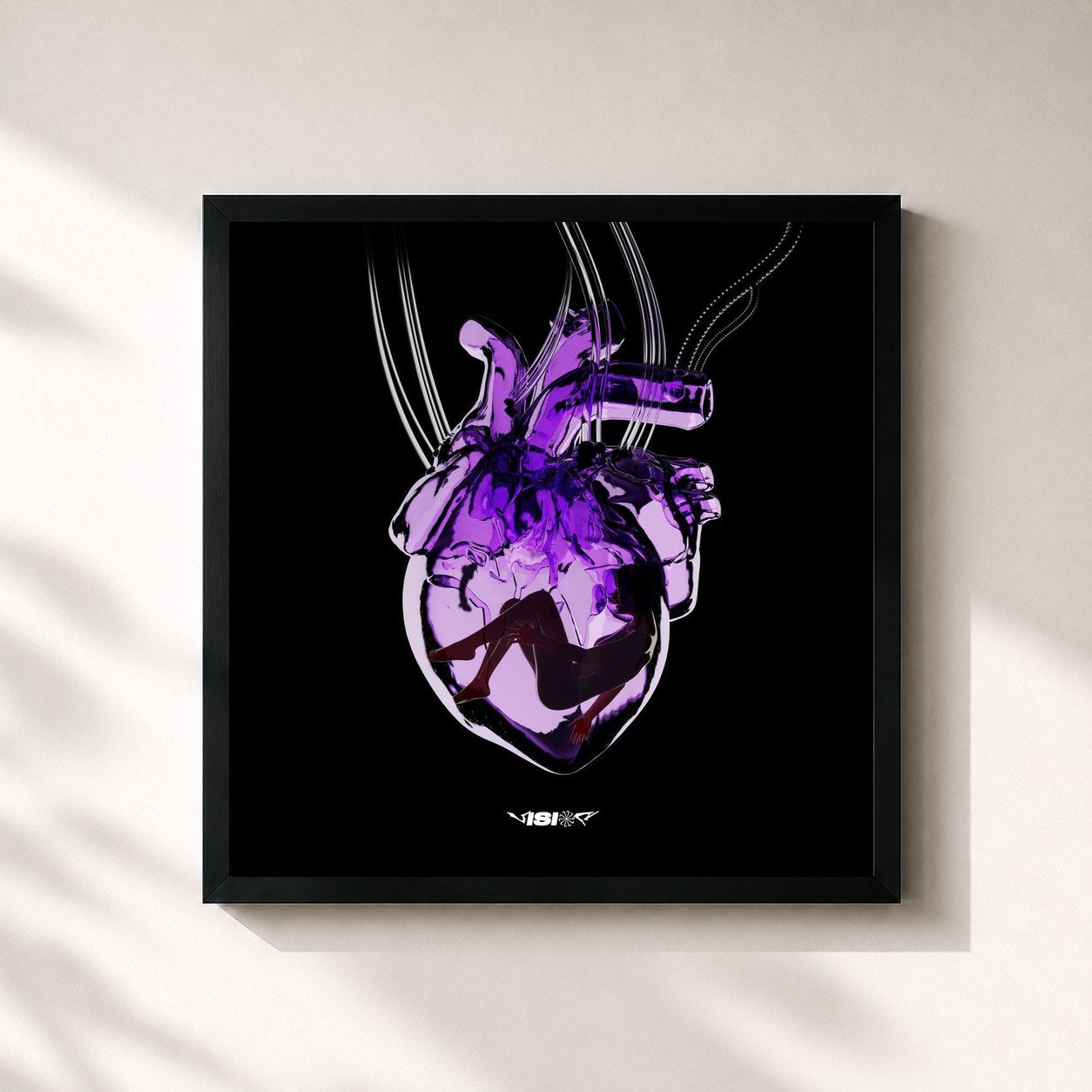 #noir Tableau carré de l'album Vision de Yannou JR, cadre noir 32x32 cm