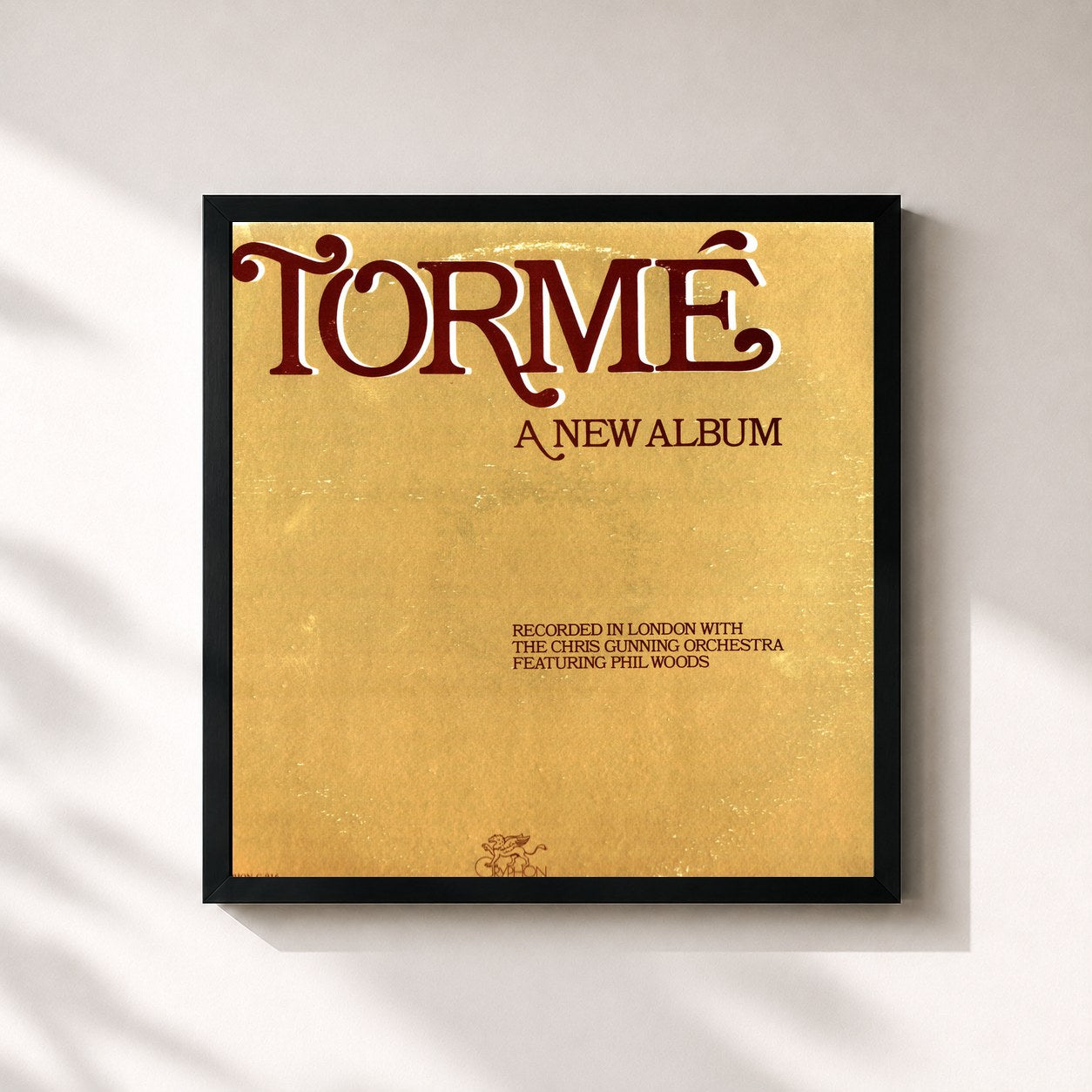 #noir Tableau carré de l'album The London Sessions de Mel Tormé, cadre noir 32x32 cm