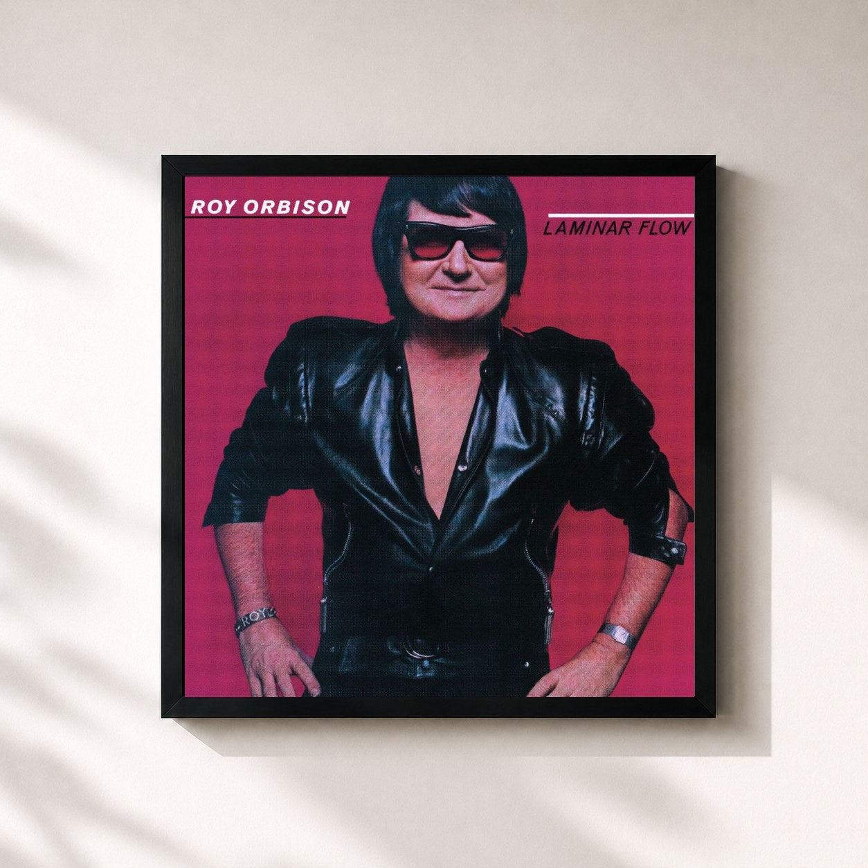 #noir Tableau carré de l'album Laminar Flow de Roy Orbison, cadre noir 32x32 cm