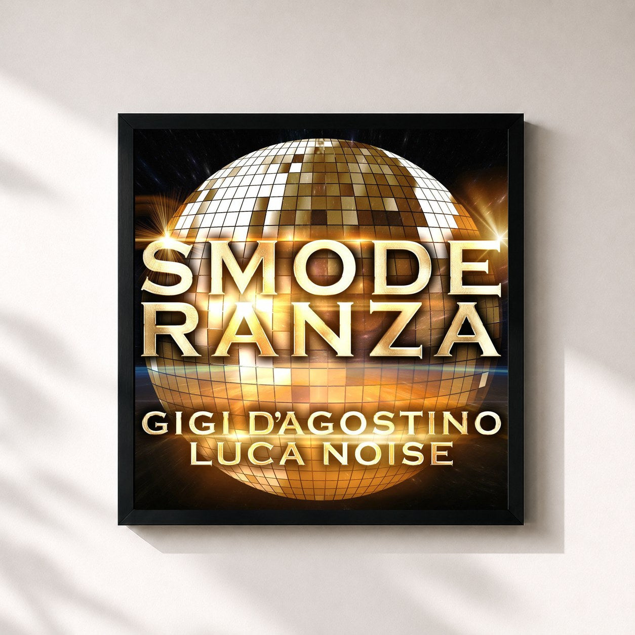 #noir Tableau carré de l'album Smoderanza de Gigi D'Agostino, cadre noir 32x32 cm