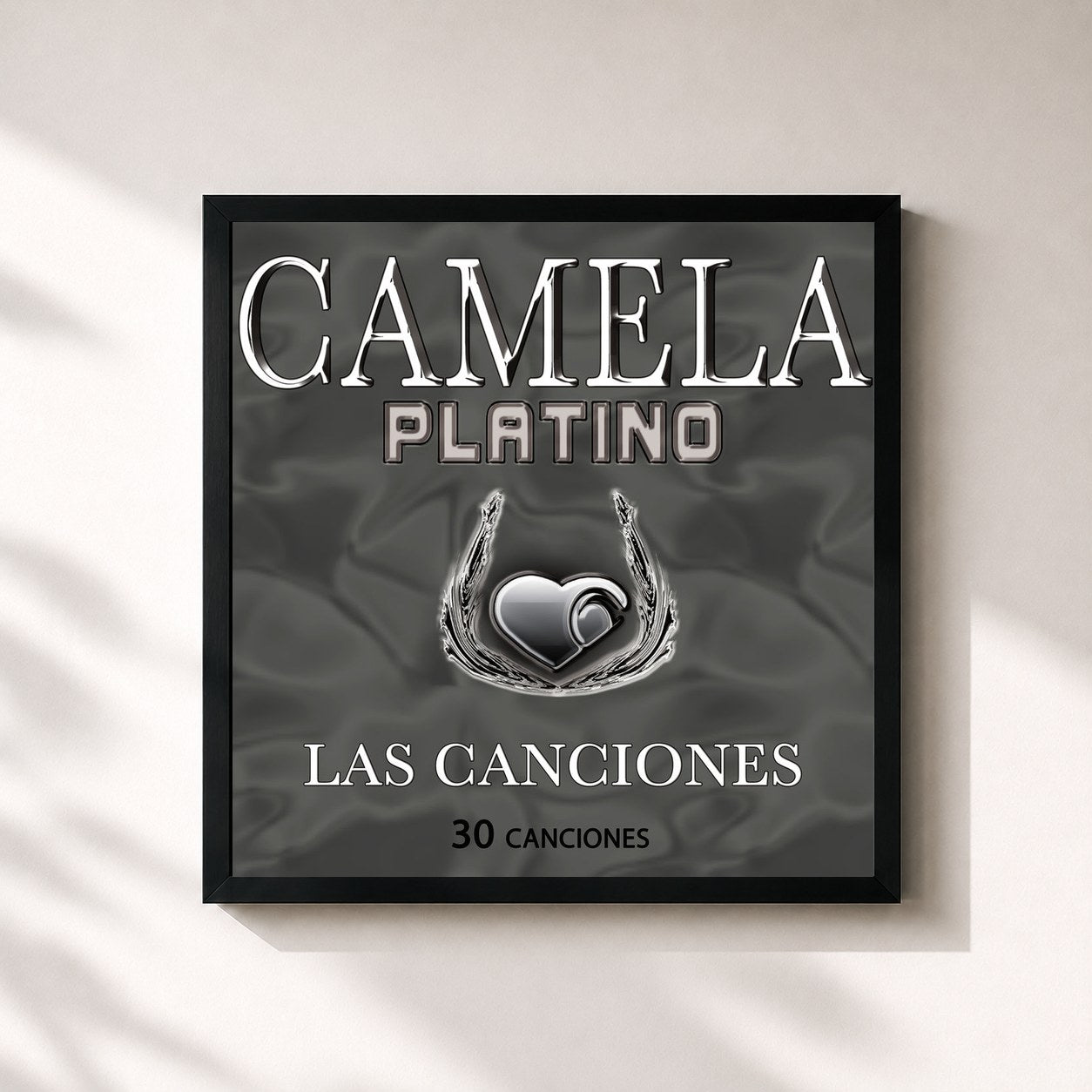 #noir Tableau carré de l'album Camela Platino. Las 30 Canciones de Camela, cadre noir 32x32 cm