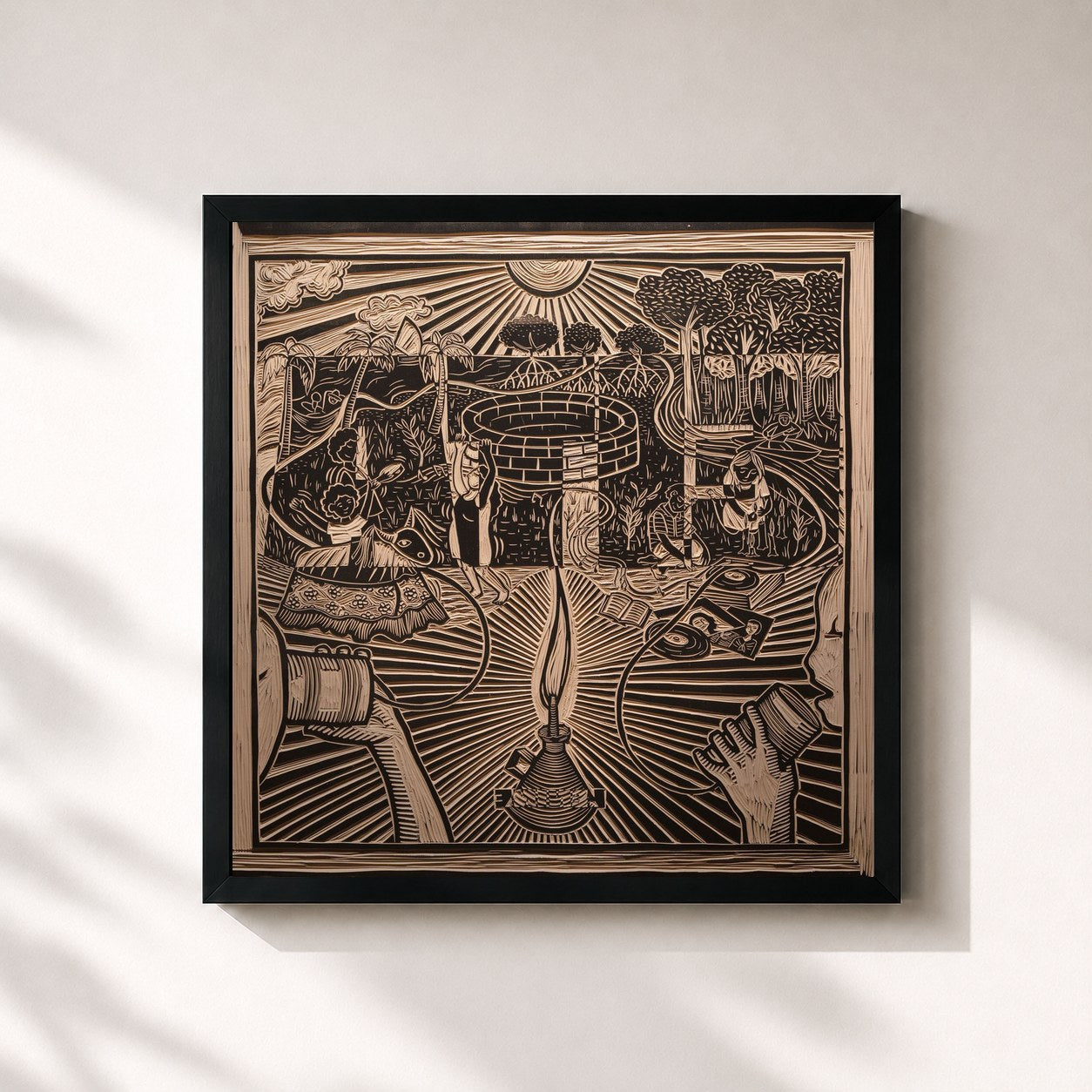 #noir Tableau carré de l'album EITA de Lenine, cadre noir 32x32 cm