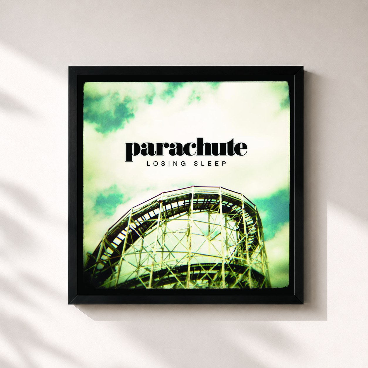 #noir Tableau carré de l'album Losing Sleep de Parachute, cadre noir 32x32 cm