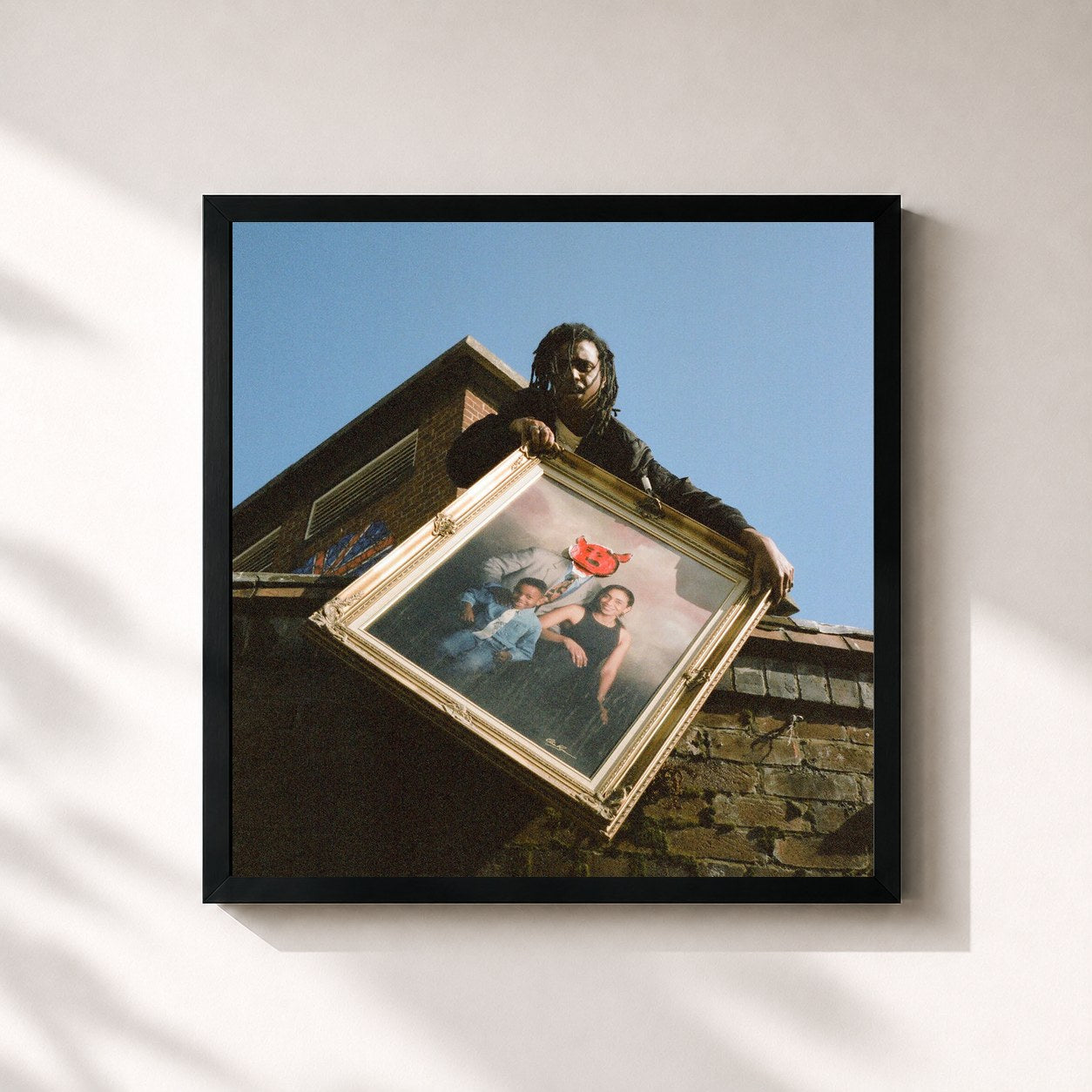 #noir Tableau carré de l'album Badkid de Bakar, cadre noir 32x32 cm