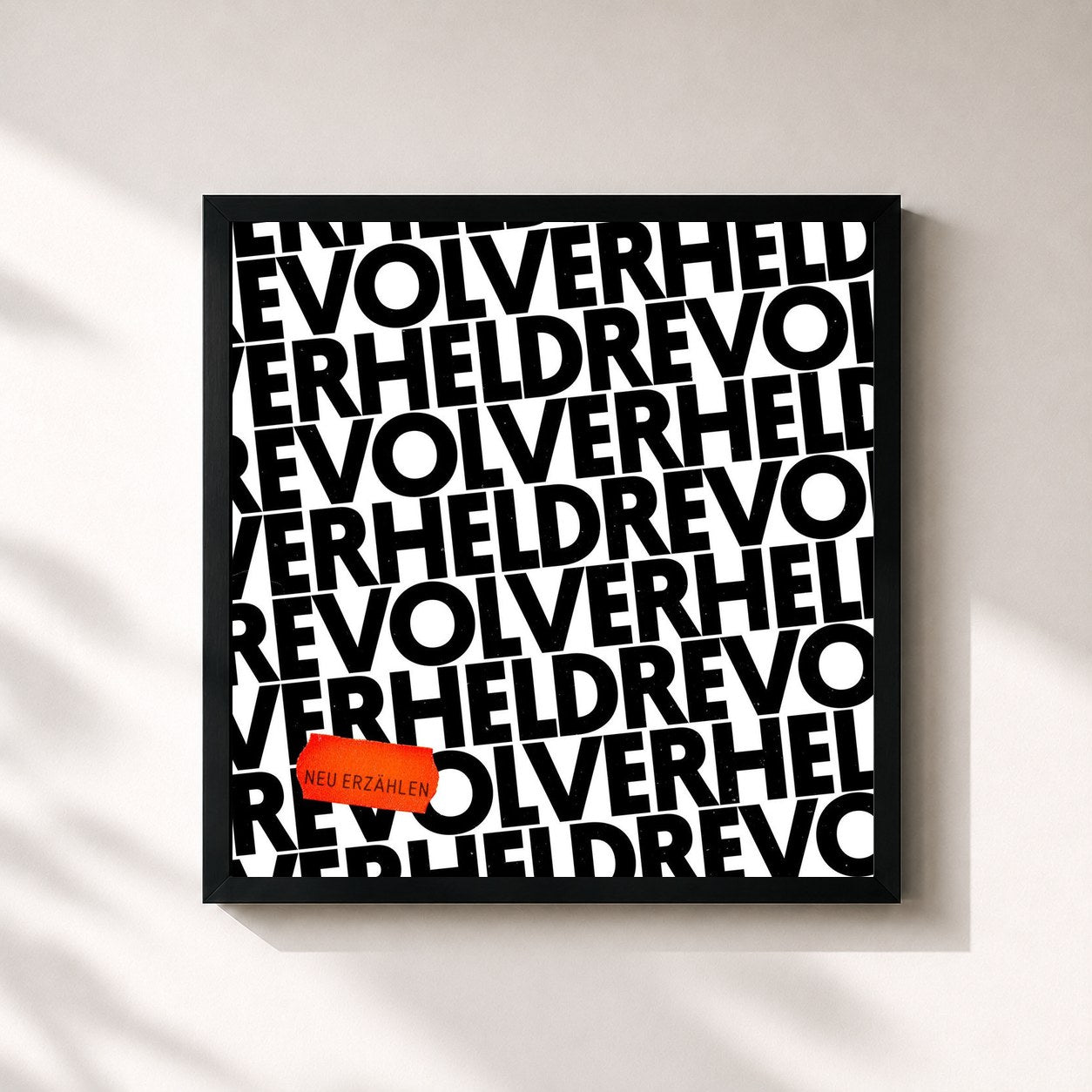#noir Tableau carré de l'album Neu erzählen de Revolverheld, cadre noir 32x32 cm