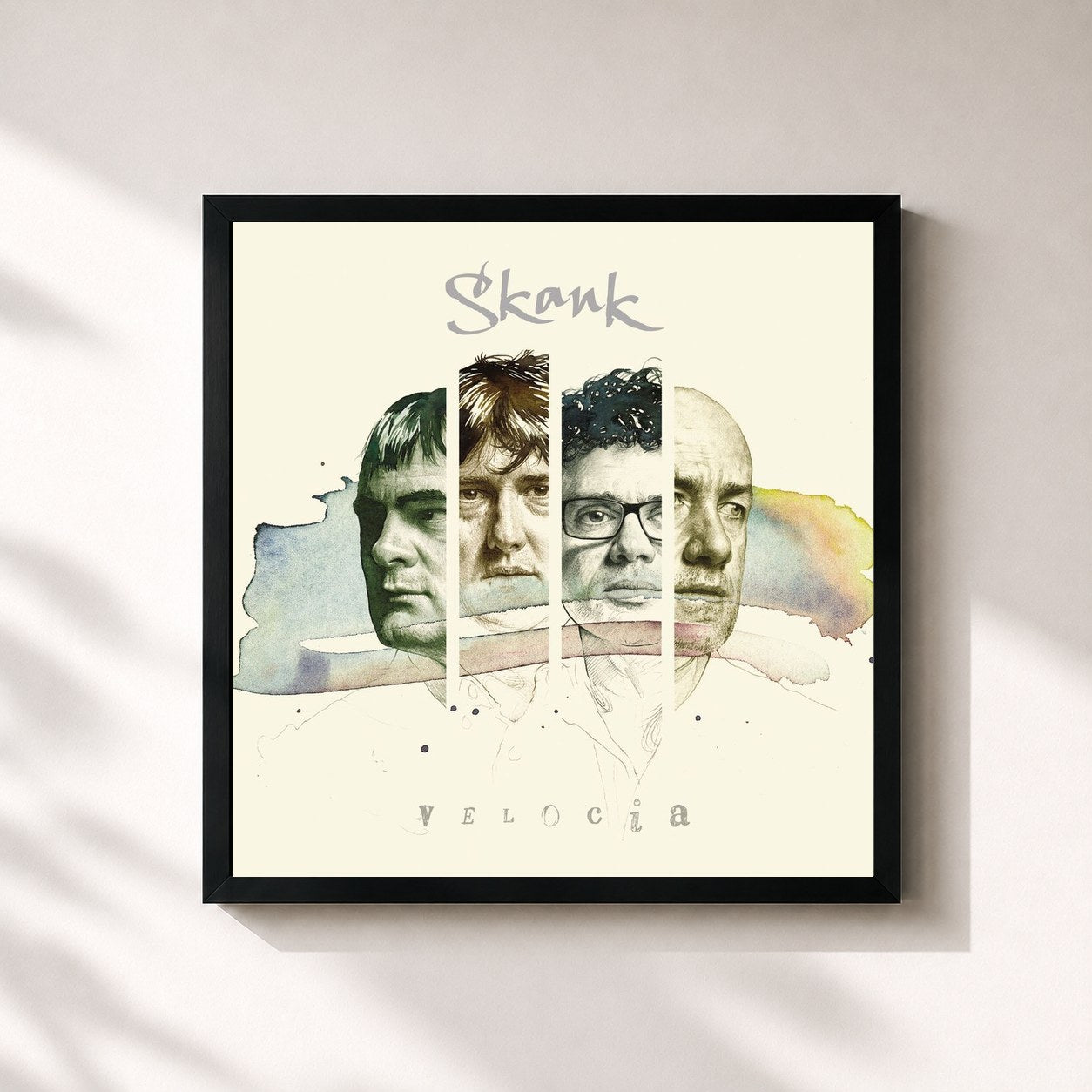 #noir Tableau carré de l'album Velocia de Skank, cadre noir 32x32 cm